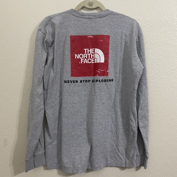 The North Face Other - The North Face Mens Shirt Size M Graphic Tee Gray Red Long Sleeve